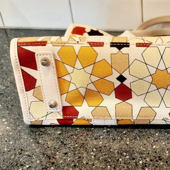 Like NEW Furla Flower Power Canvas Tote with Cream Leather Trim - Picture 4 of 8